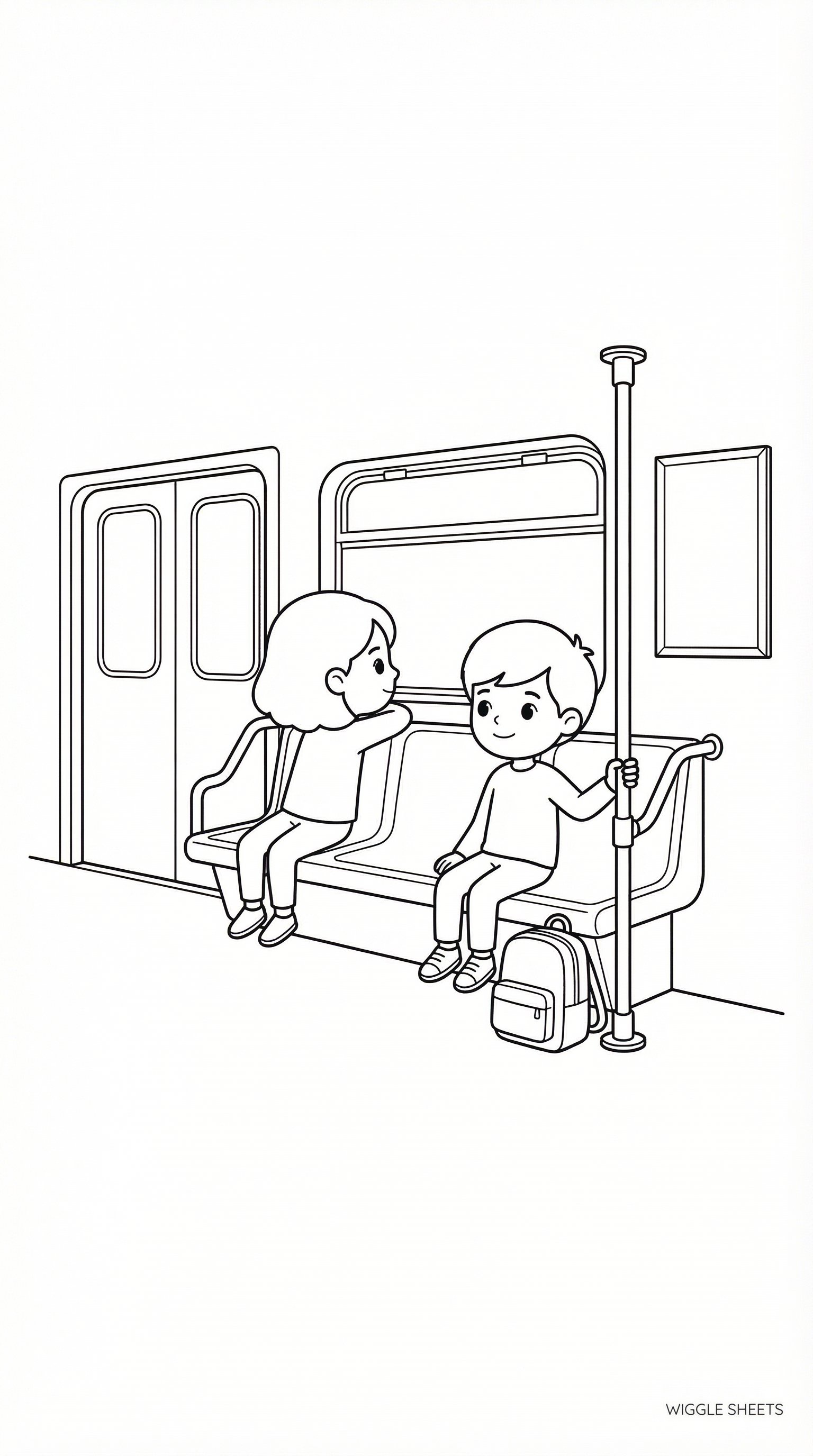 Kids in Subway Coloring Page